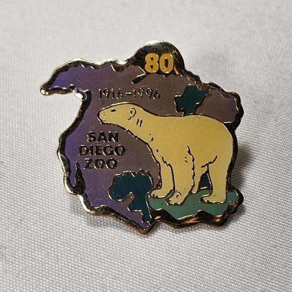 Other - Vintage 1996 80 Year Anniversary San Diego Zoo Enamel Lapel Hat Pin Polar Bear